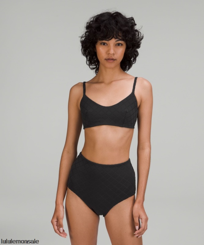 Lululemon Damen DELULU494 | Schwarz Diamond Grid Badeoberteil A/b Cup